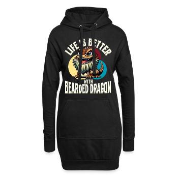 Bartagame Bartagamen Dragon barbu - Sweat-shirt à capuche long Femme - noir - Devant