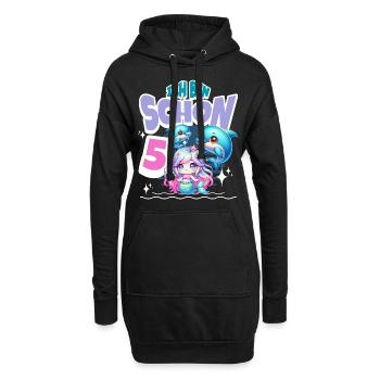 5. Geburtstag Meerjungfrau Delfin Kinder Mädchen - Hoodie-Kleid - Schwarz - Vorne