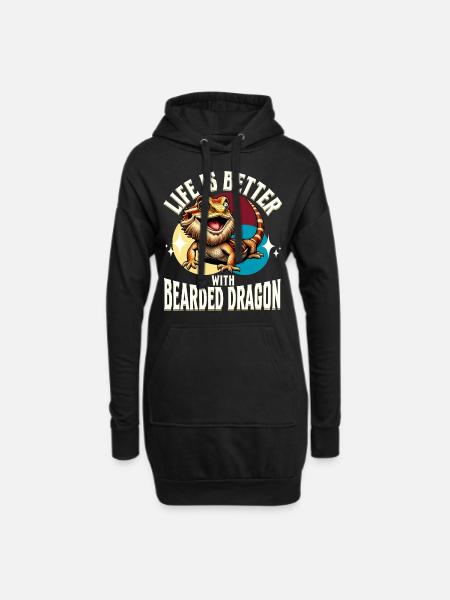 Bartagame Bartagamen Bearded Dragon - Hoodie-Kleid - Schwarz