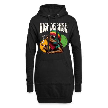 Highdechse Echsen Leguan Reptilien - Hoodie-Kleid - Schwarz - Vorne
