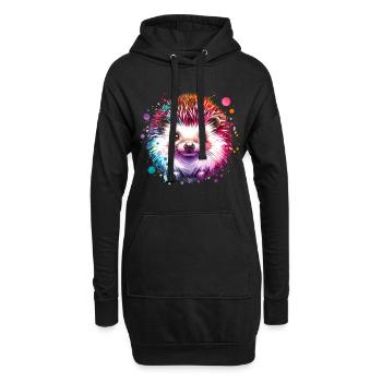 Hérisson - Sweat-shirt à capuche long Femme - noir - Devant