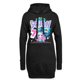 7. Geburtstag Meerjungfrau Delfin Kinder Mädchen - Hoodie-Kleid - Schwarz - Vorne