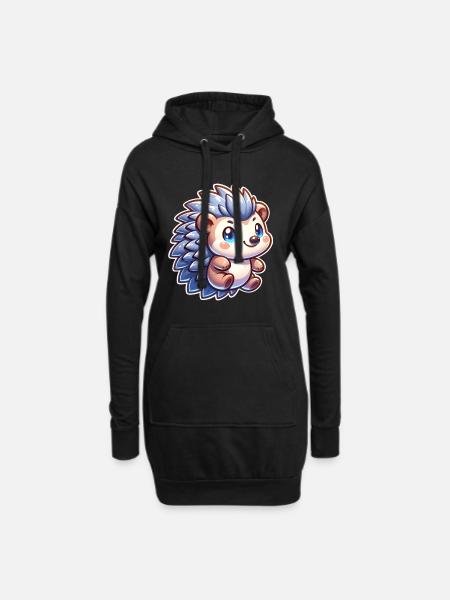 Igel - Hoodie-Kleid - Schwarz