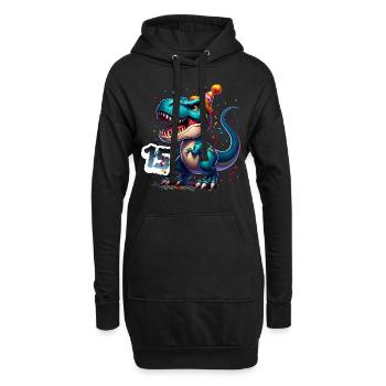 T Rex Dinosaure 15e anniversaire Enfants Anniversaire - Sweat-shirt à capuche long Femme - noir - Devant