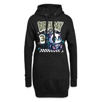 3ème anniversaire Enfants Anniversaire Gaming Panda - Sweat-shirt à capuche long Femme - noir - Devant