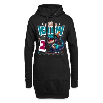 T Rex Dinosaurier 2. Geburtstag Kindergeburtstag - Hoodie-Kleid - Schwarz - Vorne