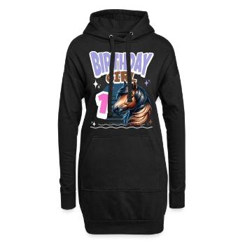 Pferd 1. Geburtstag Mädchen Kinder - Hoodie-Kleid - Schwarz - Vorne