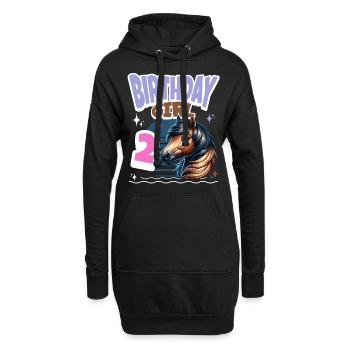Cheval 2ème Anniversaire Fille Enfants - Sweat-shirt à capuche long Femme - noir - Devant