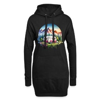 Camping camping-car caravane - Sweat-shirt à capuche long Femme - noir - Devant