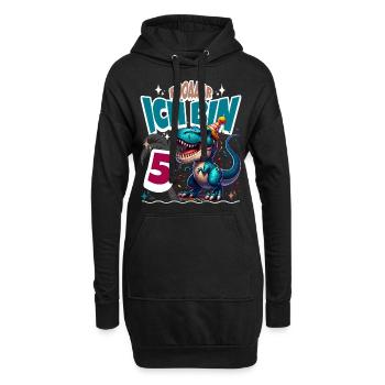 T Rex Dinosaurier 5. Geburtstag Kindergeburtstag - Hoodie-Kleid - Schwarz - Vorne