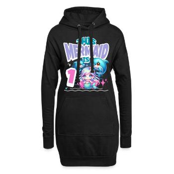 Meerjungfrau 1. Geburtstag Mädchen Kinder - Hoodie-Kleid - Schwarz - Vorne