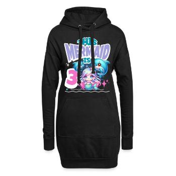 Meerjungfrau 3. Geburtstag Mädchen Kinder - Hoodie-Kleid - Schwarz - Vorne