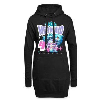 Sirène 4ème Anniversaire Fille Enfants - Sweat-shirt à capuche long Femme - noir - Devant