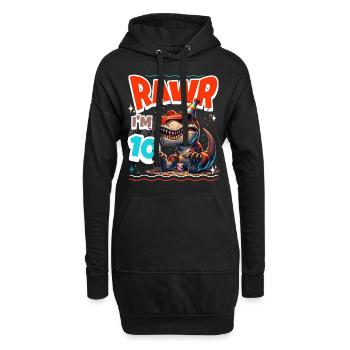 10e anniversaire Rawr T Rex dinosaure - Sweat-shirt à capuche long Femme - noir - Devant