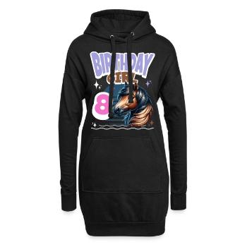 Pferd 8. Geburtstag Mädchen Kinder - Hoodie-Kleid - Schwarz - Vorne