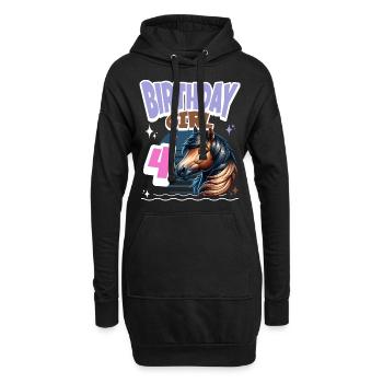 Pferd 4. Geburtstag Mädchen Kinder - Hoodie-Kleid - Schwarz - Vorne
