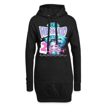Meerjungfrau 2. Geburtstag Mädchen Kinder - Hoodie-Kleid - Schwarz - Vorne