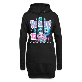 Meerjungfrau 12. Geburtstag Mädchen Kinder - Hoodie-Kleid - Schwarz - Vorne