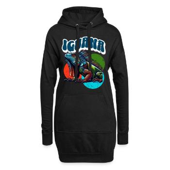 Iguane - Sweat-shirt à capuche long Femme - noir - Devant