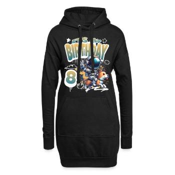 Astronaute 8e anniversaire Chien de l'espace drôle - Sweat-shirt à capuche long Femme - noir - Devant