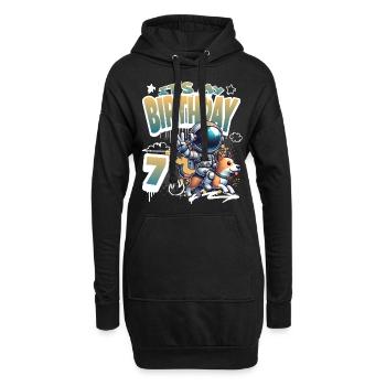 Astronaute 7e anniversaire Chien de l'espace drôle - Sweat-shirt à capuche long Femme - noir - Devant