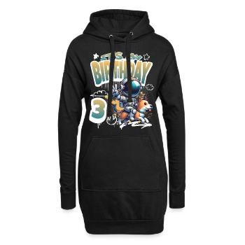 Astronaute 3e anniversaire Chien de l'espace drôle - Sweat-shirt à capuche long Femme - noir - Devant
