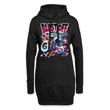 Astronaut 6. Geburtstag Weltall - Hoodie-Kleid - Schwarz - Vorne