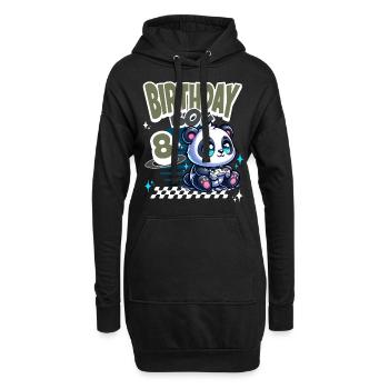 8. Geburtstag Kindergeburtstag Gaming Panda - Hoodie-Kleid - Schwarz - Vorne