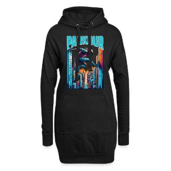 Parkour - Hoodie-Kleid - Schwarz - Vorne