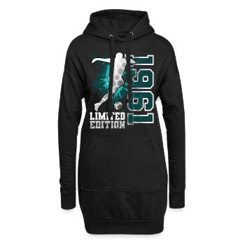 1961 Année de naissance Anniversaire Football - Sweat-shirt à capuche long Femme - noir - Devant