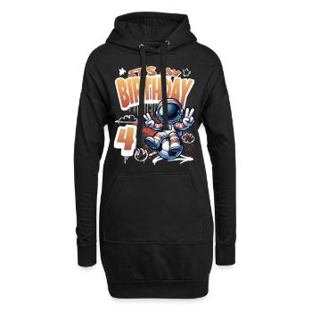 Graffiti astronaute 4ème anniversaire - Sweat-shirt à capuche long Femme - noir - Devant