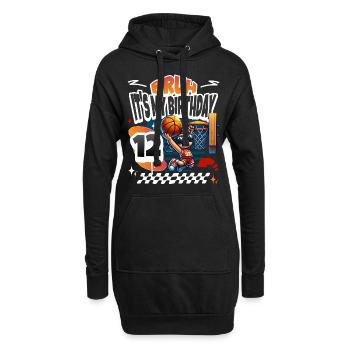 Basketball 12. Geburtstag - Hoodie-Kleid - Schwarz - Vorne