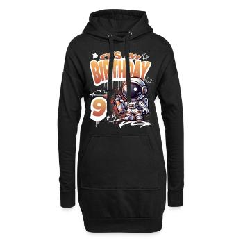 Graffiti astronaute 9e anniversaire - Sweat-shirt à capuche long Femme - noir - Devant