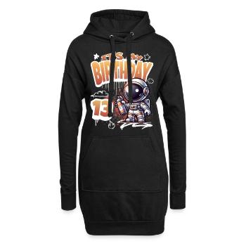 Graffiti astronaute 13e anniversaire - Sweat-shirt à capuche long Femme - noir - Devant