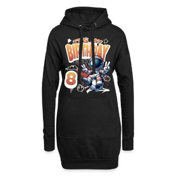Astronaute de football 8e anniversaire - Sweat-shirt à capuche long Femme - noir - Devant