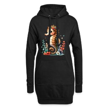 Hippocampe Hippocampe - Sweat-shirt à capuche long Femme - noir - Devant