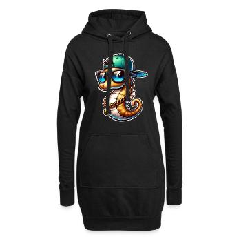 Hippocampe Hippocampe - Sweat-shirt à capuche long Femme - noir - Devant