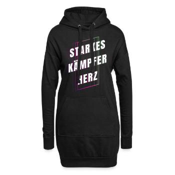 Starkes Kämpferherz - Glücksbringer - Mut machen - Hoodie-Kleid - Schwarz - Vorne