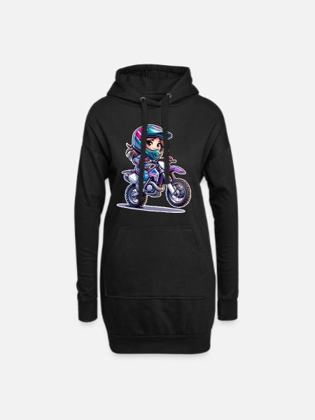 Motocross Femmes Filles Fille - Sweat-shirt à capuche long Femme - noir