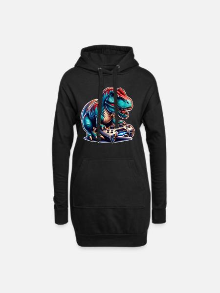 Gaming Dinosaurier T Rex - Hoodie-Kleid - Schwarz