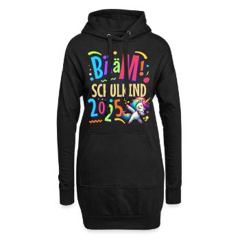 Bääm Schulkind 2025 Einhorn - Hoodie-Kleid - Schwarz - Vorne