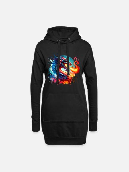 Dragon - Hoodie Dress - black