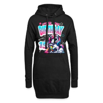 15ème anniversaire licorne graffiti fille - Sweat-shirt à capuche long Femme - noir - Devant