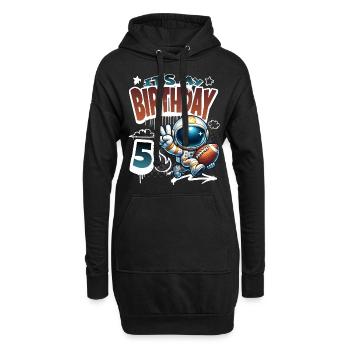 Astronaute 5e anniversaire football - Sweat-shirt à capuche long Femme - noir - Devant