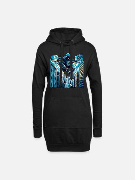 Parkour - Hoodie-Kleid - Schwarz