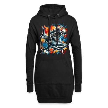 Tauchen Taucher - Hoodie-Kleid - Schwarz - Vorne