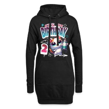 2. Geburtstag Katze Graffiti - Hoodie-Kleid - Schwarz - Vorne