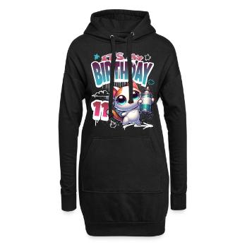 Graffiti de chat de 11e anniversaire - Sweat-shirt à capuche long Femme - noir - Devant