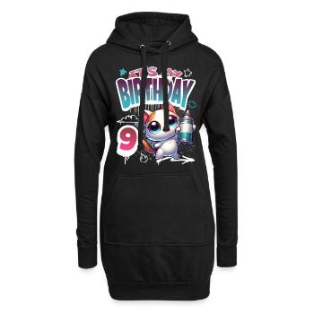 Graffiti de chat de 9e anniversaire - Sweat-shirt à capuche long Femme - noir - Devant