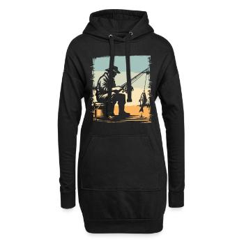 Angeln Angler Fischen - Hoodie-Kleid - Schwarz - Vorne